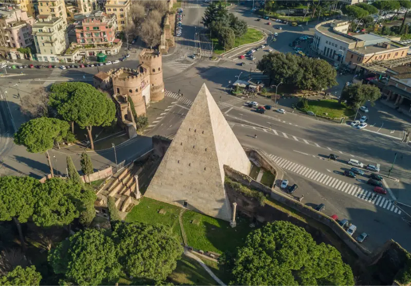 Aerial View Of Pyramid Of Cestius Rome