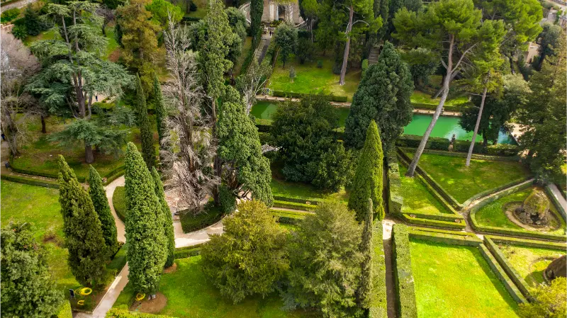 Aerial View Of Villa D'Este Tivoli Near Rome