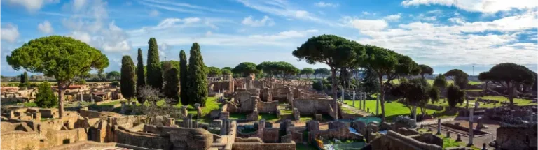 Ancient Ostia Overview Archaeological Park With Excavation Areas Roman Necropolis