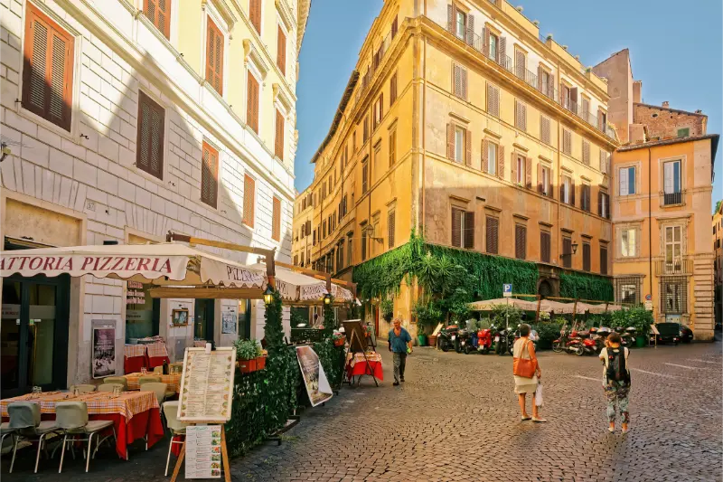 Caprettari Square City Center Rome Near Pantheon Italy Specially Toned Vintage Style