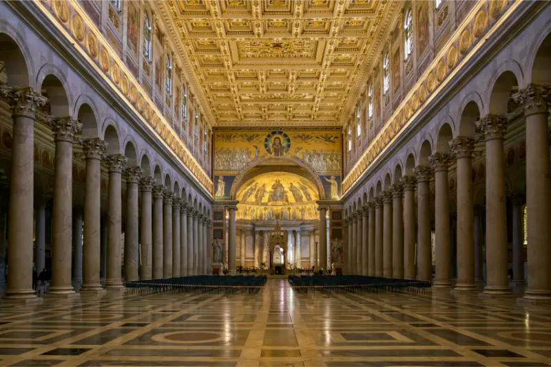 Central Nave Of Saint Paul Outside The Walls Basilica Rome