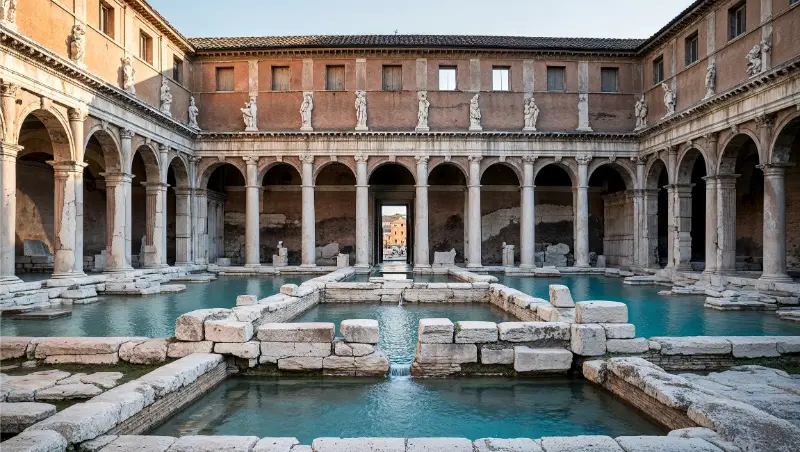 Exterior View Baths Caracalla Unesco World Heritage Site Rome 1