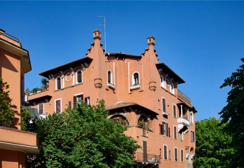 Italy Rome Garbatella Old Building Facade