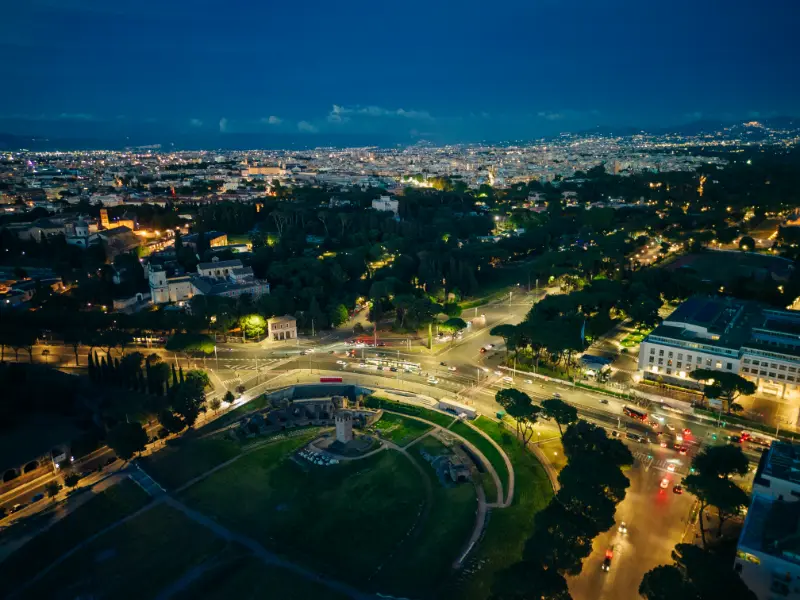 Night View Palatine Hill Ancient Roman Colosseum