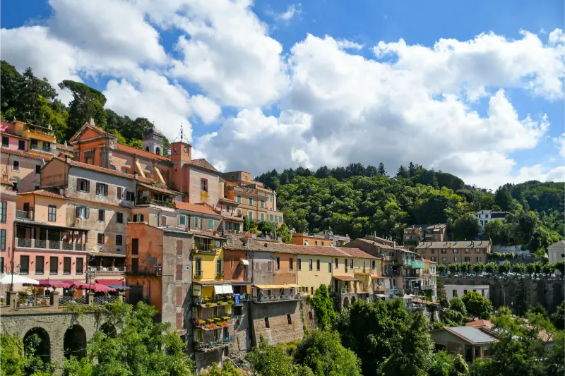 Panoramic View Nemi Medieval Town Overlooking Lake Province Rome Italy
