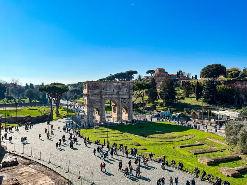 Roman Forum Ruins With Visitors Rome