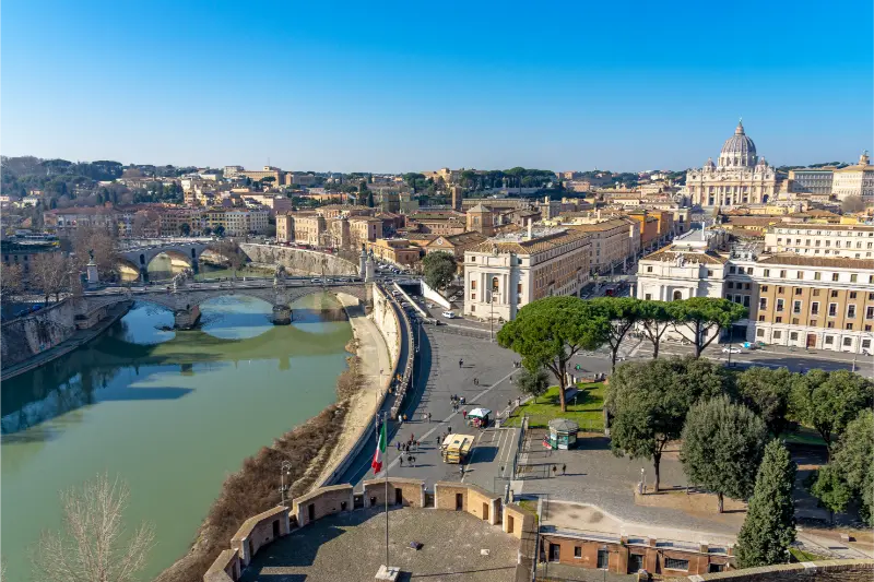 Rome Cityscape With Tiber River
