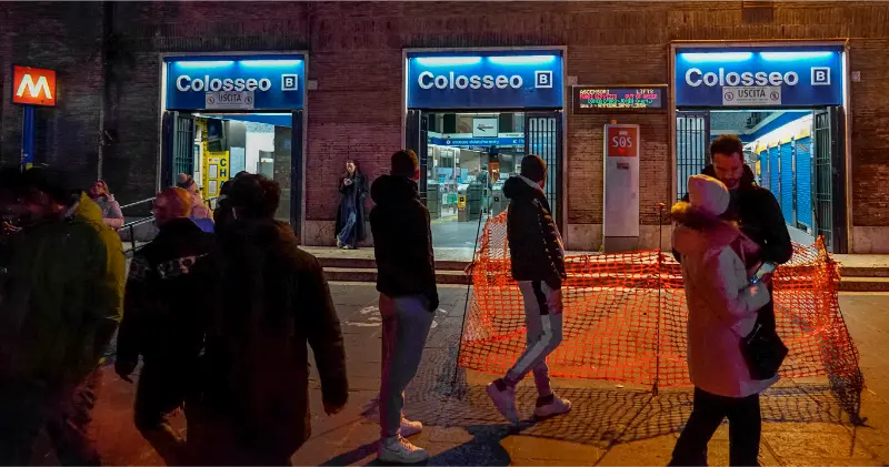 Rome Colosseum Metro Station Night