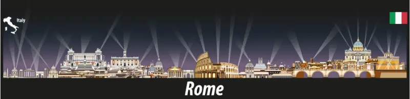 Rome Night Skyline Graphic 1