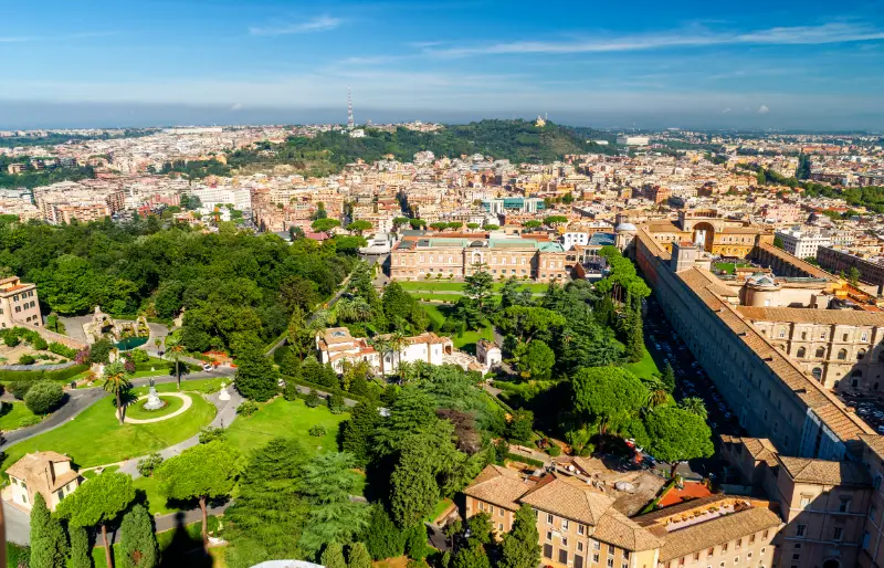 Rome Skyline Italy View Vatican Gardens Museums From St Peter Basilica