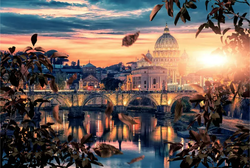 Saint Peter's Basilica And Tiber At Sunset Rome