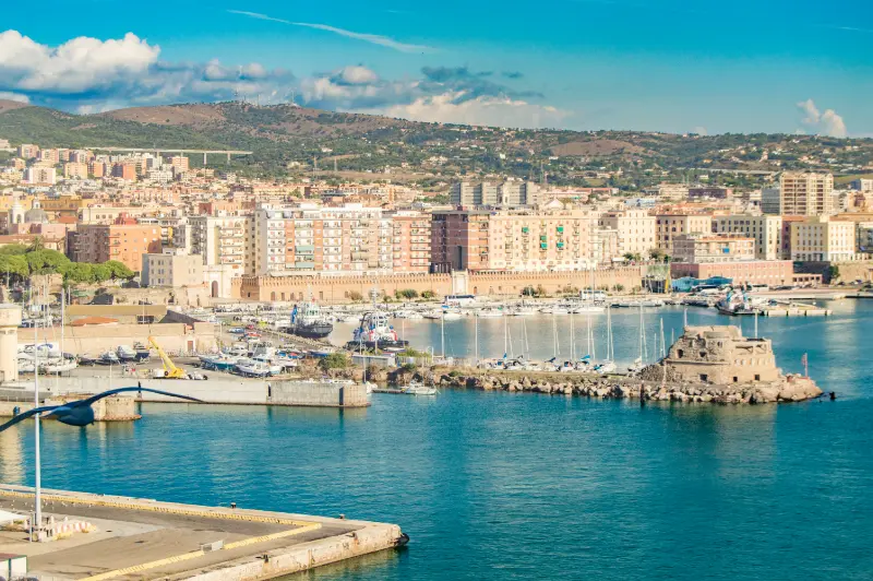View Civitavecchia Rome Cruise Ferry Port City Background Sunny