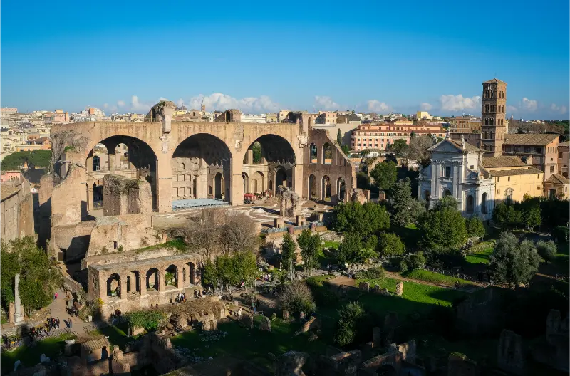 View Roman Forum Palatine Hill Colosseum Area Rome Italy